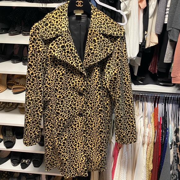 Women’s Mid Length Toska Leopard Lapel Neck Jacket Size M-Med. - Picture 1 of 5